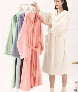 Manufacturer Absorbent Coral Bathrobe Pajamas Sleepwear Home Clothing Long-sleeved Bathrobe Hotel Morning Robe Lapel Bathrobe