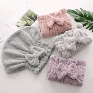 Manufacturer Bamboo Charcoal Fiber Bowknot Women’s Woven Quick-Dry Hair Towel Cap Home Use Absorbent Head Wrap All