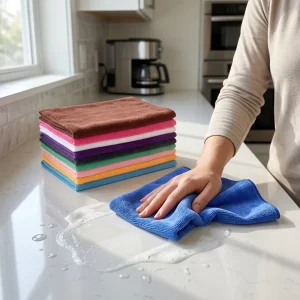Manufacturer Bulk Supply Microfiber Towel Wiping Pad Lint Free Wipe Dish Cloth Soft Durable for Kitchen