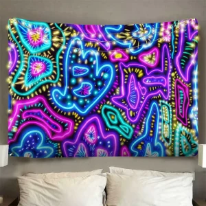 Manufacturer Colorful Abstract Hippie Trippy Wall Hanging Neon Universe Tapestry Psychedelic Wall Tapestry for Home Decor