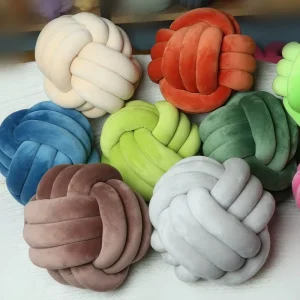 Manufacturer Colorful Round Throw Pillow Home Decoration 13cm 22cm 28cm Soft Knot Ball Pillow