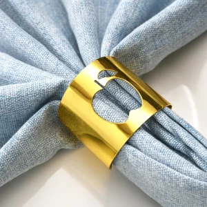 Manufacturer Direct Supply Napkin Buckle Metal Hollow Apple Napkin Ring Simple Decorative Mouth Cloth Ring