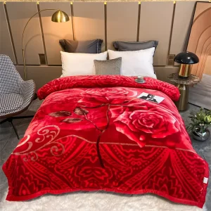 Manufacturer Double layer Customized Multicolor Winter Thickened Flannel Raschel Blanket for Wedding Couple