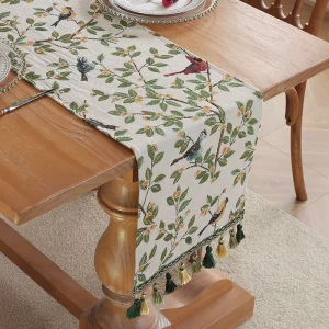 Manufacturer Farmhouse Vintage Long Strip Jacquard Embroidery Table Runner Floral Embroidered Table Runners