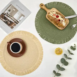 Manufacturer High Quality Placemats Dining Table Placemats Custom Color Placemats Round Paper Straw Eco Friendly for Home Hotel