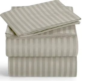 Manufacturer Luxury Hotel Bedding Set Stripe Hotel Bedding Set Brushed Microfiber Embossed Stripe Solid Bed Sheet Set