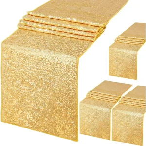 Manufacturer Luxury Sparkly Sequins Table Runner with Mesh Base Sequins Table Runner Table Cloth