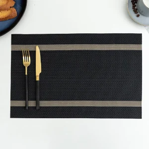 Manufacturer PVC Plastic Washable Woven Place Mats Rectangle Kitchen Table Mat Non slip Washable Decor for Restaurant Home Hotel