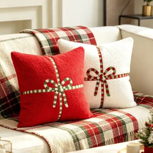 Manufacturer Polyester Embroidered Cushion Cover Christmas Living Room Sofa Decoration Throw Pillow Cover