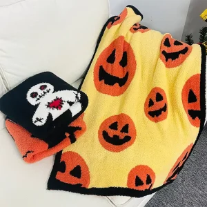 Manufacturer Pumpkin Pattern 100% Polyester Super Soft Thick Fluffy Knit Blanket for Baby