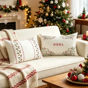 Manufacturer Rectangular Embroidered Cushion Cover Christmas Living Room Sofa Decoration Throw Pillow Cover