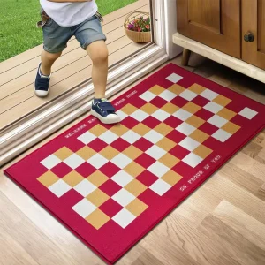 Manufacturer Red Checkered Washable Waterproof Low Pile Front Outdoor Welcome Door Mats for Home Entrance Indoor