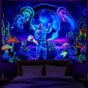 Manufacturer Sourced Bohemian Eco friendly Polyester Rectangle Home Decor Art Theme Anniversary Custom UV Reactive Tapestry
