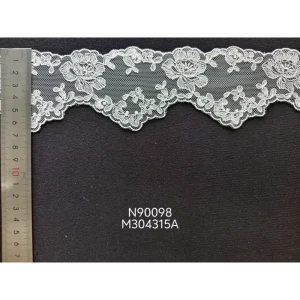 Manufacturer Supply Embroidered Fabric Narrow Stripe 100% Polyester Knitted Sheer Mesh Garment Accessories Dance Costumes Girls