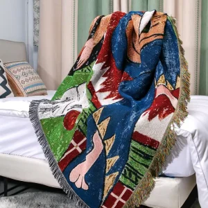 Manufacturer Supply Jacquard Cotton Tapestry Throws Soft Reversible Jacquard Eco-Friendly Cotton Tapestry Throws for Outdoor