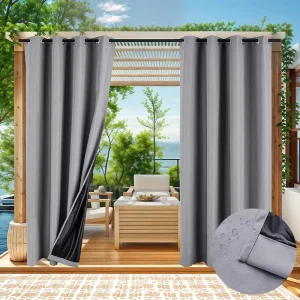 Manufacturer Supply Outdoor Perforated Curtains Waterproof Blackout Outdoor Curtains for Hotel and Restaurant