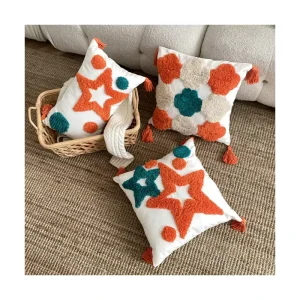 Manufacturer Tufted Cushions Popular Decorative Boho Throw Pillows Tassels Indoor Pillow
