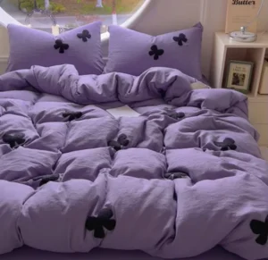 Manufacturer Washed Cotton Four-Pieces Bedding Set Duvet Cover Flat Sheet Embroidery Bedding Set for All Season