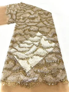 Manufacturer’s Spot Cross border High end Evening Dress Party Party Fashion Fabric Wave Embroidery Fabric