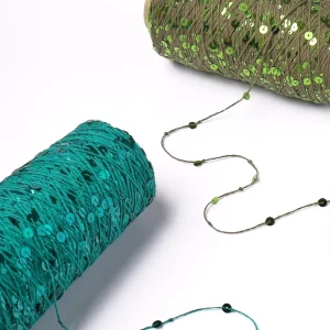 Maochuan Low Price 55% Cotton 45% PVC Glitter Crochet Paillette Yarn with Shiny Sequin DIY Knitting Fancy Yarn Zhejiang
