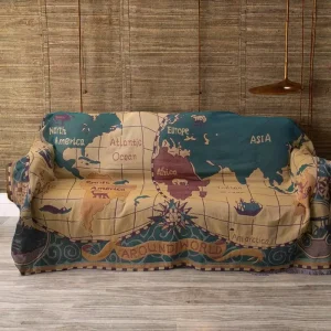 Map Cotton Woven Blankets Custom Size Wall Hanging Tapestry With Portrait Landscape Pattern