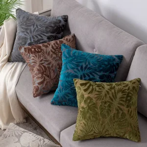 Maple Leaf Modern Velvet Pillow Cover for Office Nap Living Room Sofa Armchair Bed Head Large Cut Design