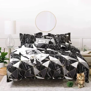Marble Bedding Comforter Sets Comfy Breathable (3pcs, Bedding Set)