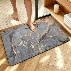 Marble Pattern Bath Mat Non Slip Absorbent Soft Rug for Shower Room Anti Fatigue