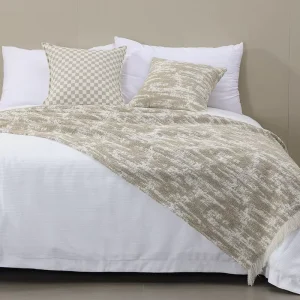 Marbled Polyester Chenille Tassel Bed Runner Matching Throw Blanket Bed Spread