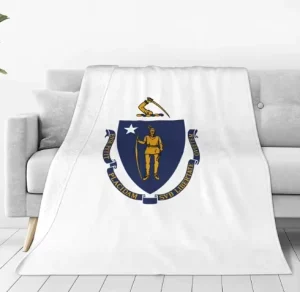 Massachusetts State Us Flag Personalized Custom Flag Fashion Flannel Sofa Blanket Household Blanket for All Seasons