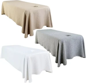 Massage Bed Sheet Breathable Massage Table Skirt with Face Hole Washable Reusable Beauty Bed Cover Spa Cover for Salon Table