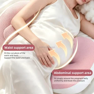 Maternity Pillow Set 2, Polyester Nylon Fiber Filling, Breathable Pregnancy Belly and Waist Support