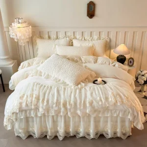 Matte Milk Velvet Bed Skirt Four-piece Set Bed Sheets Pillowcases Duvet Cover Set