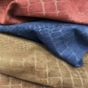 Matte Suede Crocodile Embossed Faux Leather Fabric Roll for Bags Shoes Luggage Making