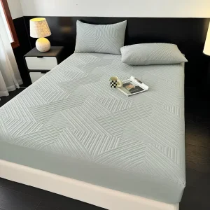 Mattress Cover Style Waterproof Herringbone Pattern Polyester Plain Fitted Sheet and Pillowcase for Bedding