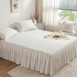 Mattress Covers & Protectors & Beyond Wrap Around Solid Cotton Luxury Hotel Quality Bedroom Gathered Ruffled Bedding Skirt