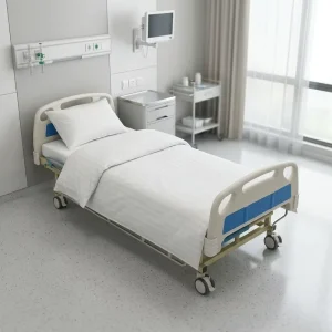 Medical White Bed Sheet Set Hospital Bedding 3pcs 100% Cotton Stitching Anti-Bacteria Flame Retardant Fitted Flat Pillowcase for