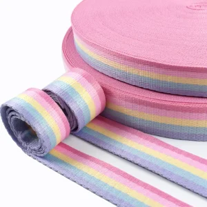 Meetee XP254 25 32mm Pastel Rainbow Striped Woven Webbing Straps Fabric Ribbon For Bags Clothing Crafts Durable Textile Straps