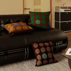 Mellowness style Square Plush Throw Pillow Polka Dot Pattern Lumbar Support High end Minimalist Design for Living Room Bedroom