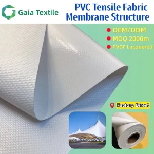Membrane Structure Acrylic Tensile Tarpaulin PVC Coated Waterproof Stretch Tent Fabric for Car Parking Shade