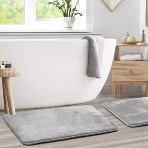 Memory Foam Bath Mat with Suction Extra Grip Safety Shower Floor Rug