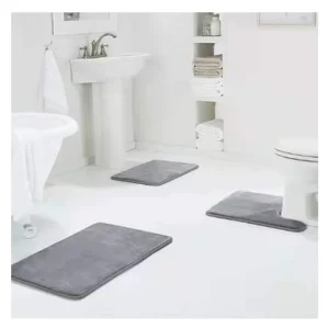 Memory Foam Bath Mats Set of 3 Extra Thick Soft Non Slip Super Water Absorption Bathroom Rugs Carpet Mats