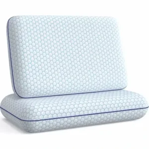 Memory Foam Bed Pillow for Side Back Stomach Sleepers Machine Washable Breathable Mesh Cover