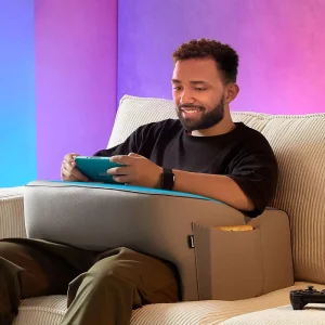 Memory Foam Bed Rest Pillow with Arm Rests Ergonomic Gaming Reading Pillow for Working & Steam Deck Use