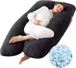 Memory Foam Filling Full Body Pillow for Adults Maternity Pillow with Velvet Cover U Shaped Pregnancy Pillows for Sleeping