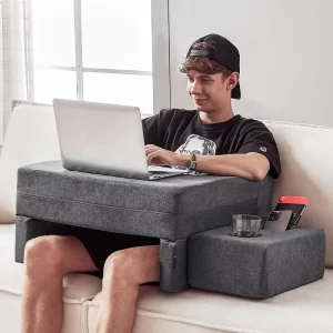 Memory Foam Large Soft Couch Bed Floor Laptop Desk Arm Rest Reading Pillow with Cup Holder for Working Gaming Read