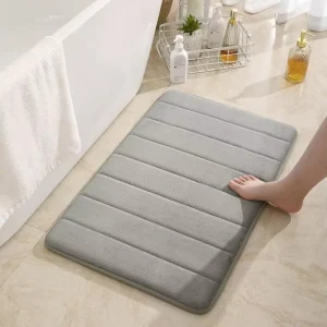 Memory Foam Ribbon Bath Rug 3 Piece Set Bathroom Mat for Master Bath Classic