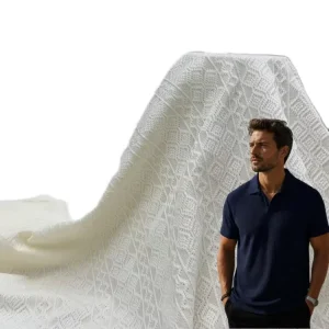 Men Knitted Jacquard Fabric Rich Texture Pattern Stretch Knit Material for Polo Shirt T shirt Casual Wear OEM ODM