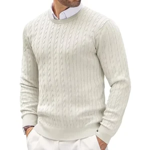 Men’s 100% Pure Wool Crew Neck Knit Sweater Heavyweight Winter Pullover Custom Logo OEM