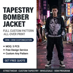 Men’s Custom Basketball Varsity Jackets Winter Tapestry Windbreaker Coat with Zipper